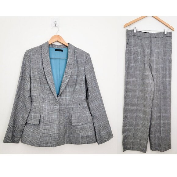 The Row Houndstooth Plaid Cashmere Linen Blazer and Pants Suit Set 10 - Picture 1 of 16